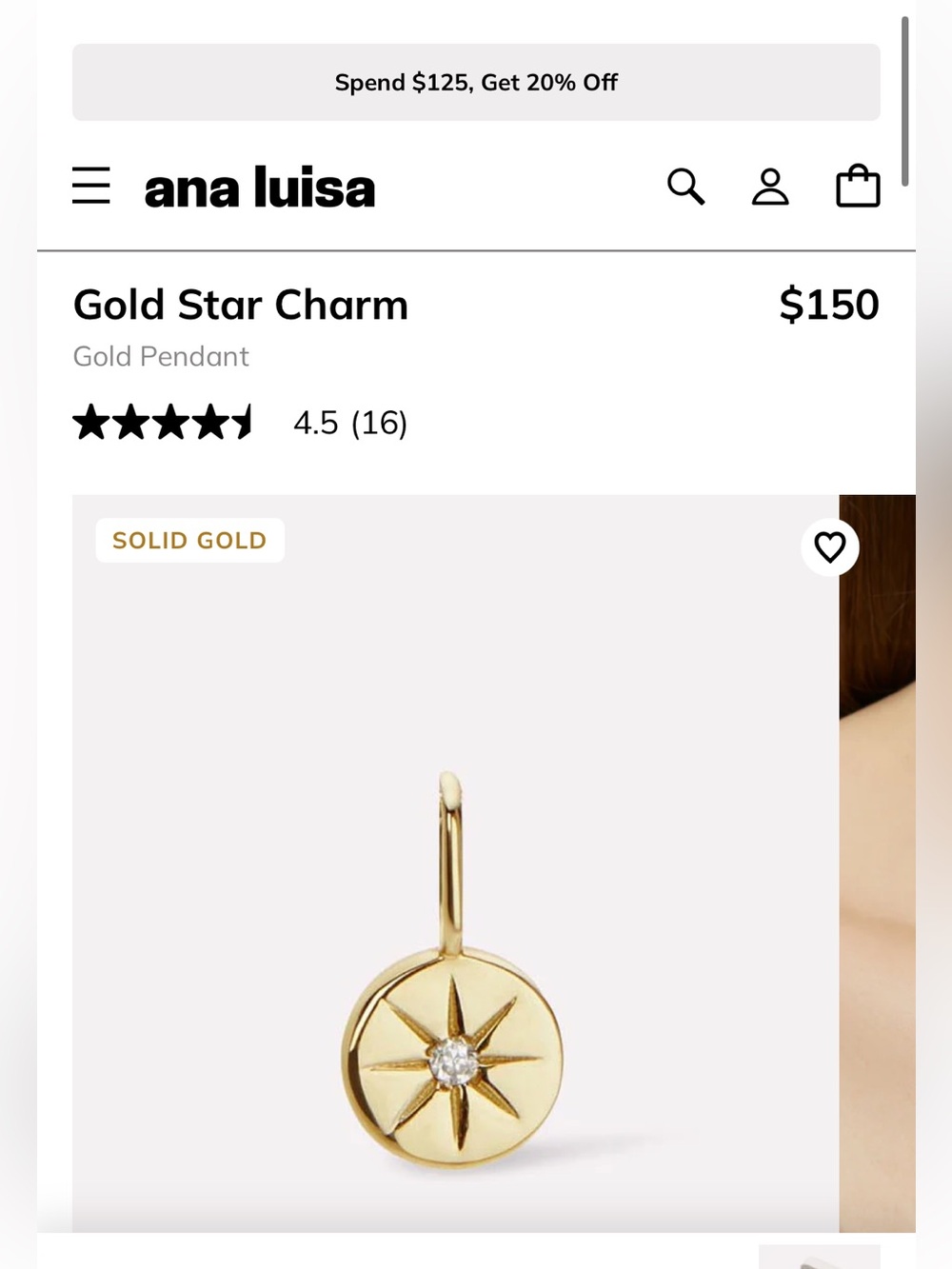 Solid Gold Star Pendant charm solid 10k gold